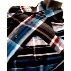 Venzulia Western Long Sleeve Blue-green plaid, w Snaps Shirt Men's Size Large